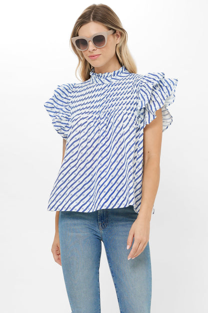Pintuck Ruffle Top - Dipsy Navy