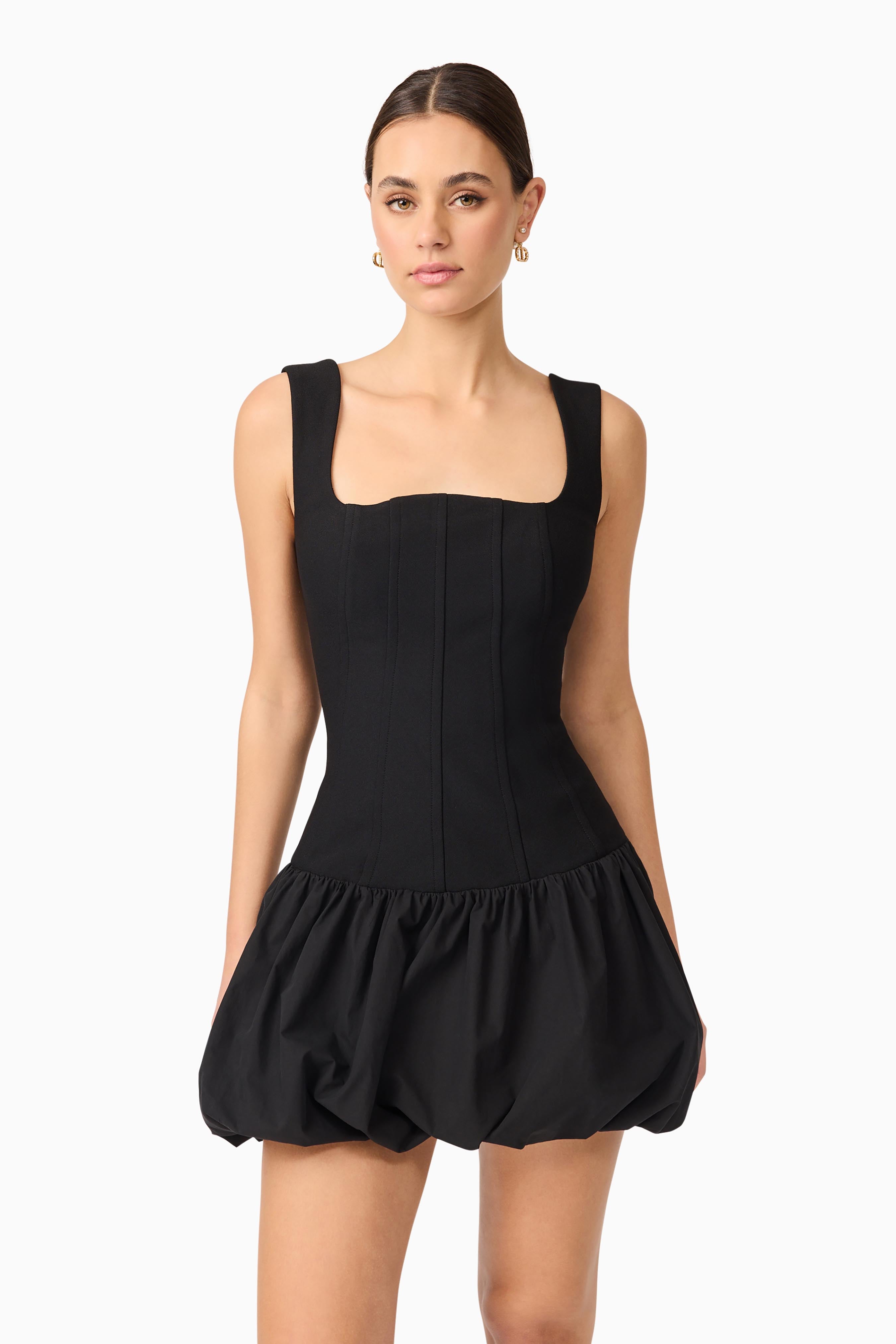 Ingrid Bubble Mini Dress in Black - Spinout