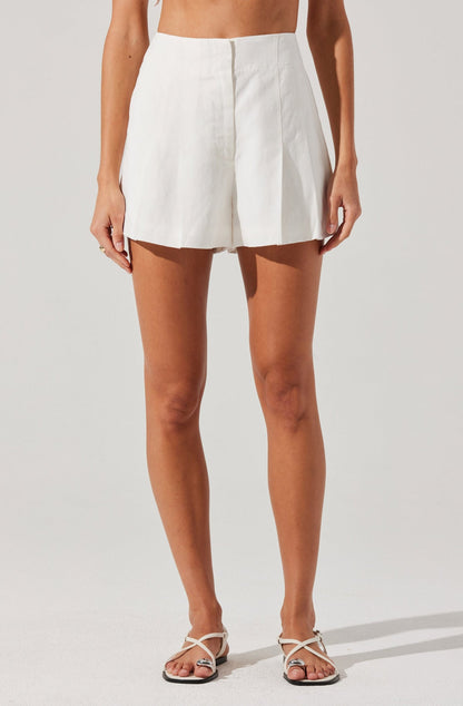 ASTR - Artice Pleated Linen-Blend Shorts - White