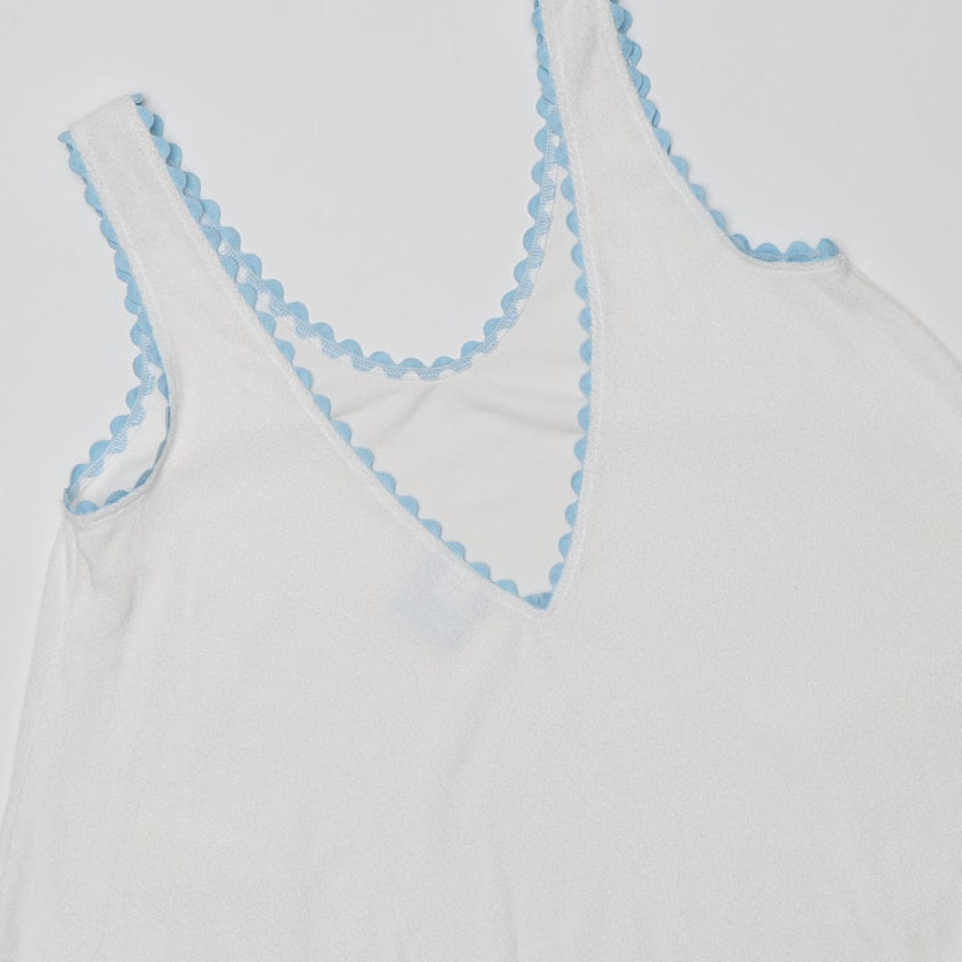 Women's Swing Dress - White w/Light Blue
