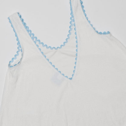 Women's Swing Dress - White w/Light Blue