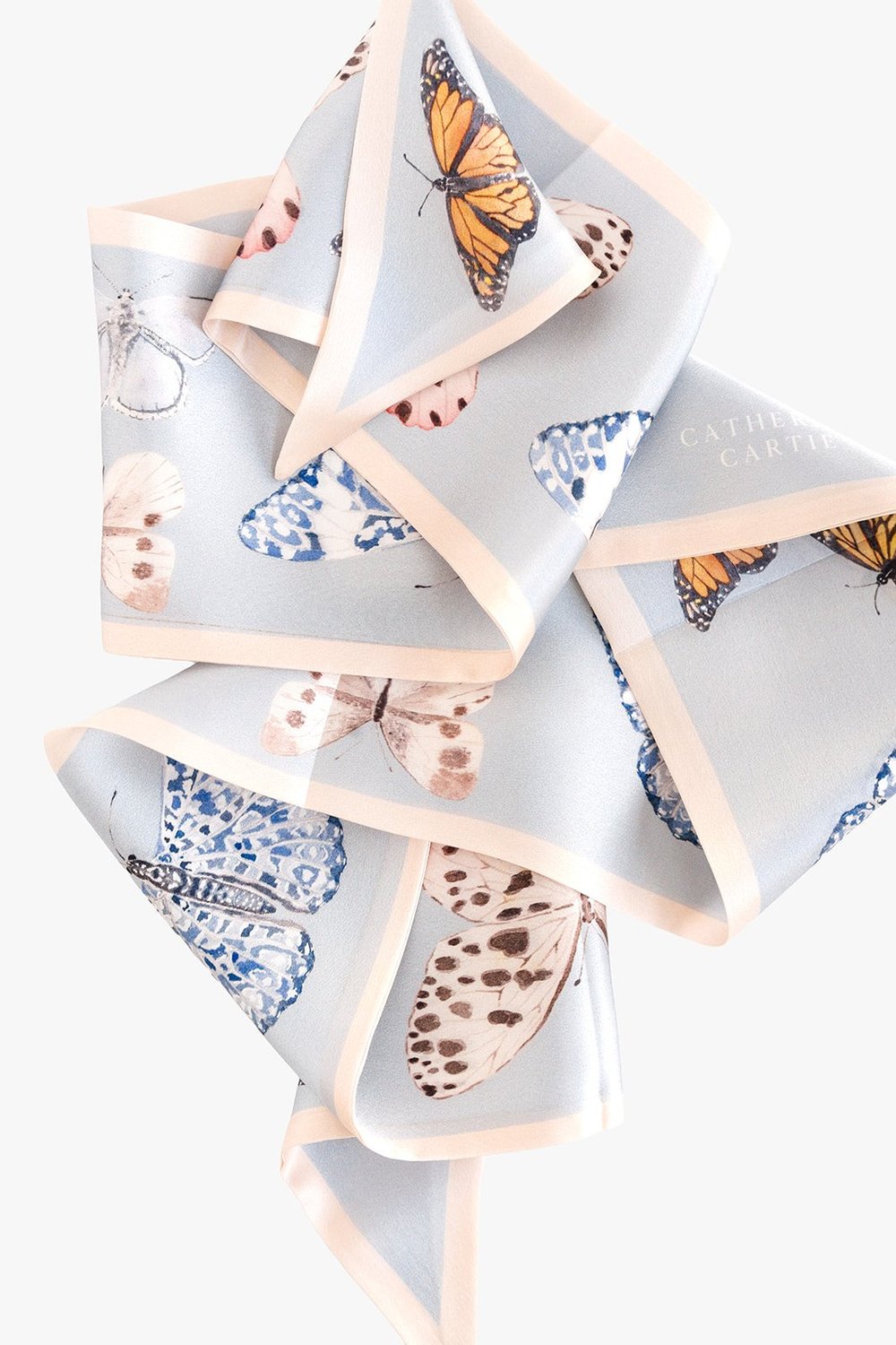 Neutral Butterfly Silk Ribbon Scarf