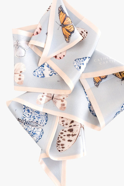 Neutral Butterfly Silk Ribbon Scarf