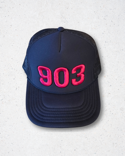 903 Trucker Hat - Navy & Magenta