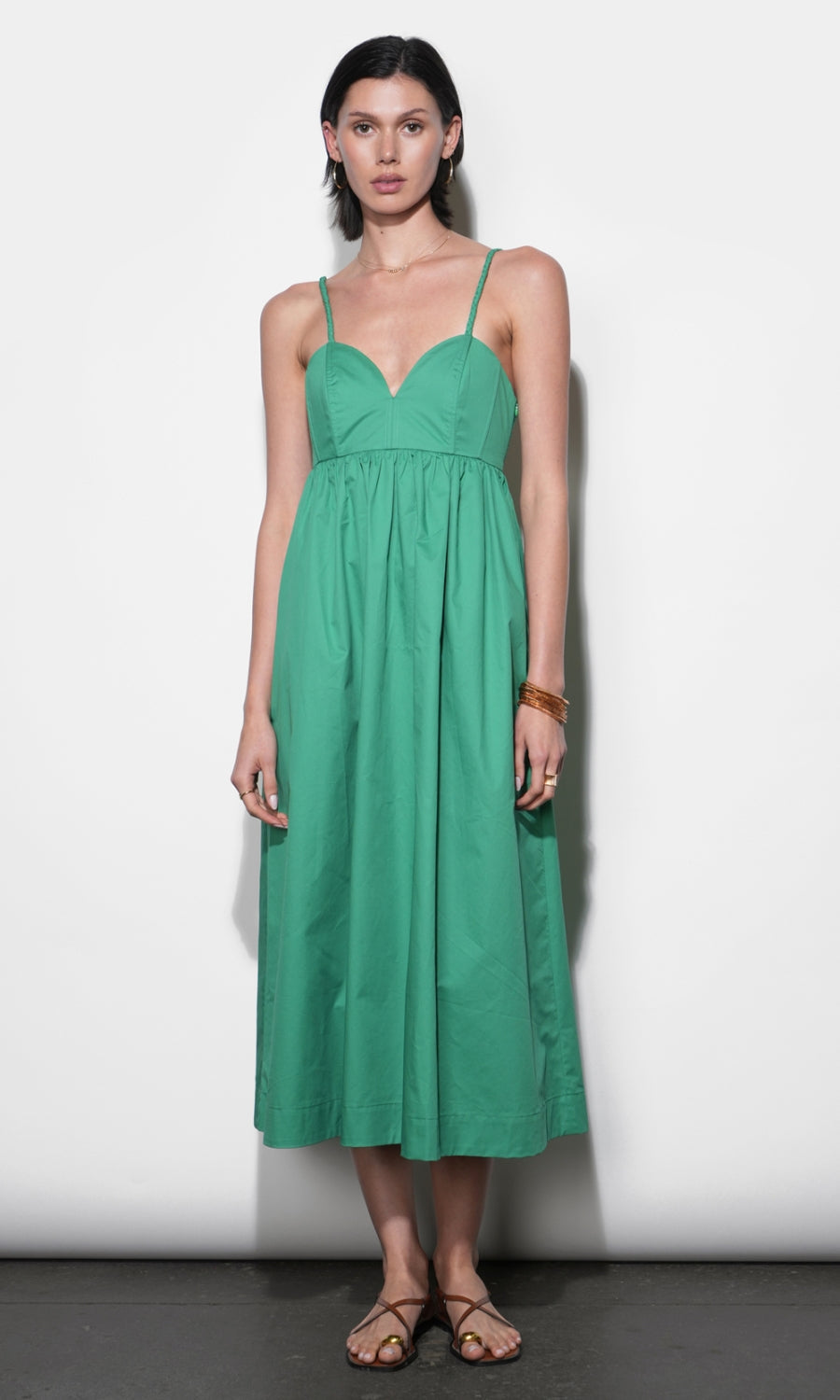 Libby Boned Bodice Midi Dress - Green