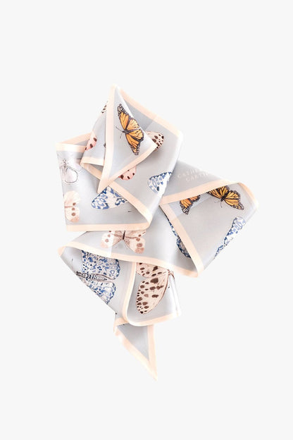 Neutral Butterfly Silk Ribbon Scarf