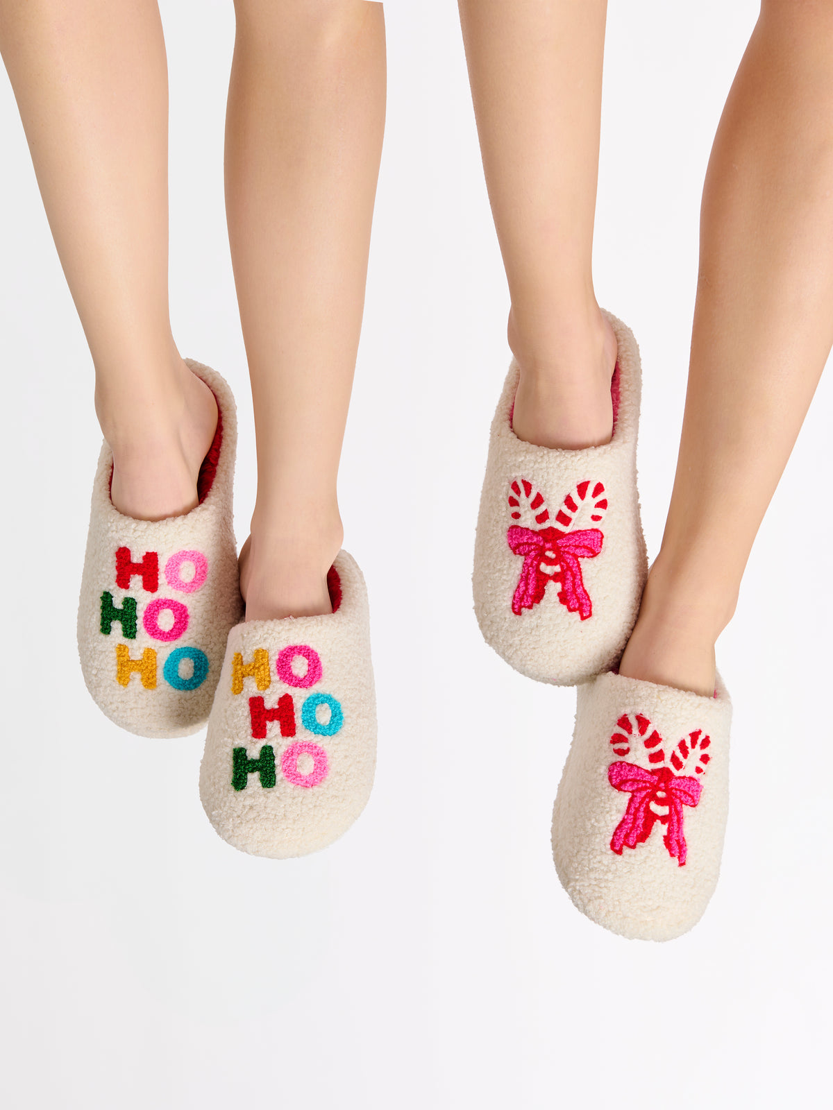 Candy Cane Slippers - Ivory