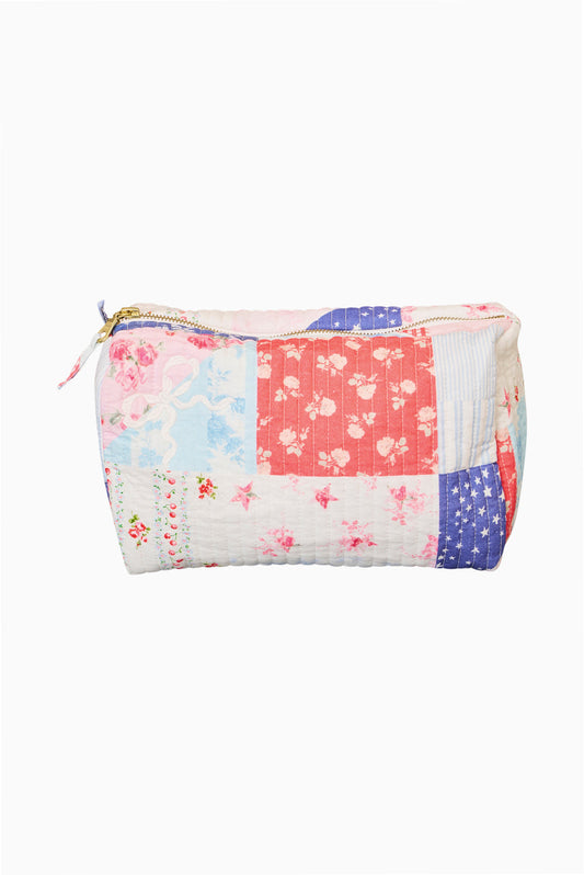 Octavia Patchwork Print Cosmetic Bag - Blueberry Sundae