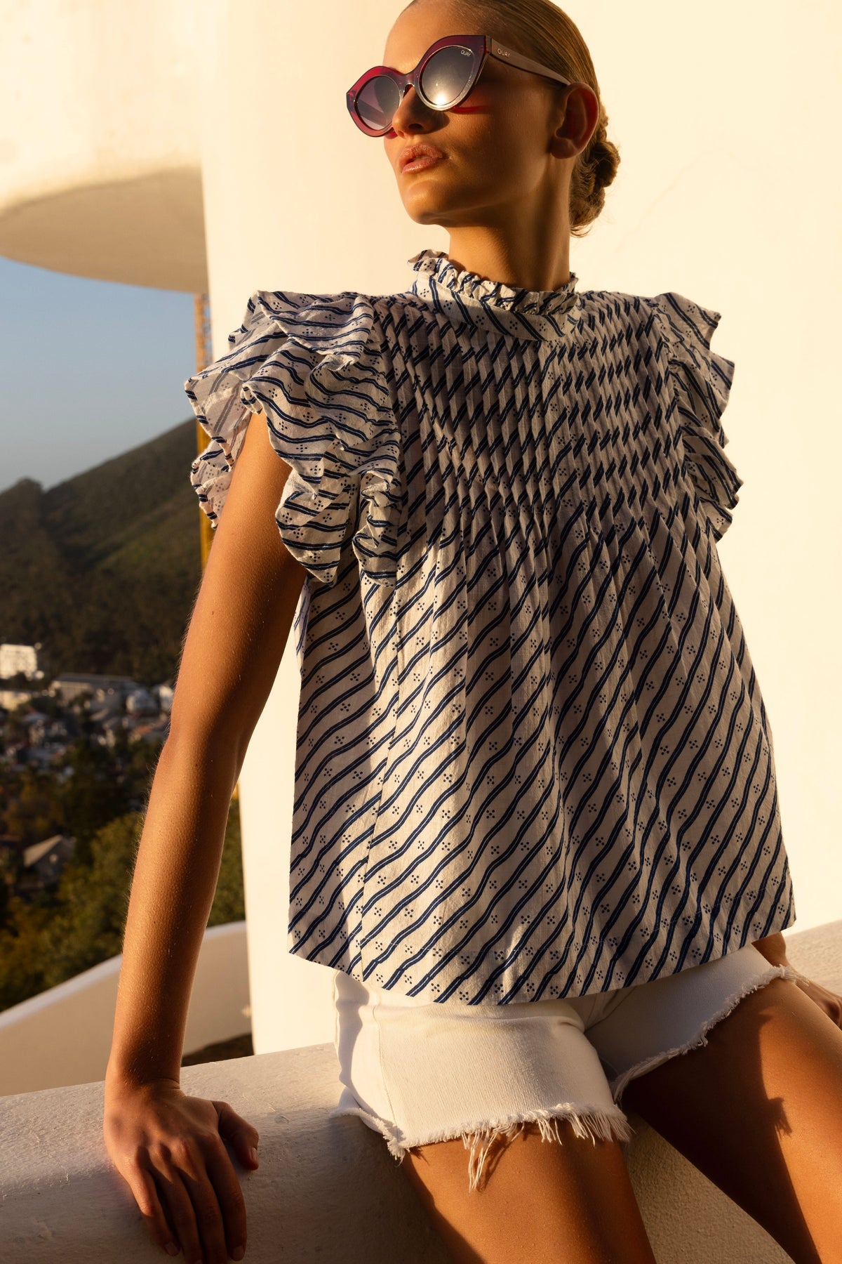 Pintuck Ruffle Top - Dipsy Navy