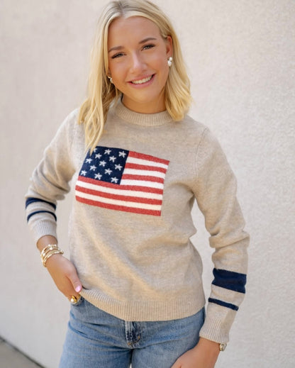 Knit Flag Detailed Sweater - Cream