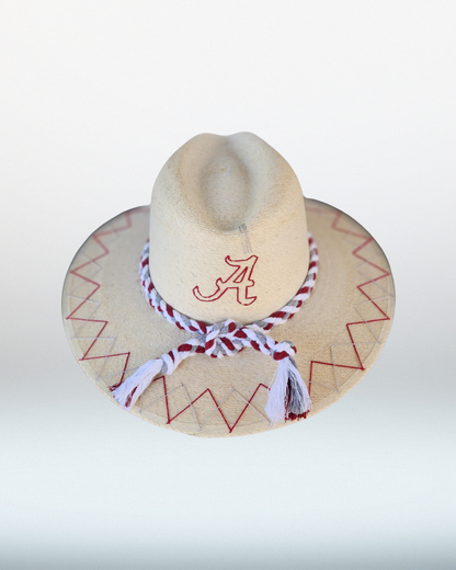 Alabama "A" + Double Zig Zag Brim Palm Hat