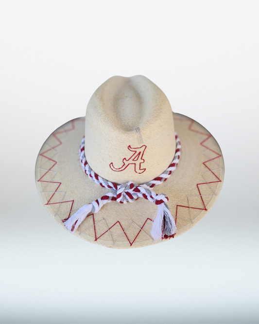 Alabama "A" + Double Zig Zag Brim Palm Hat