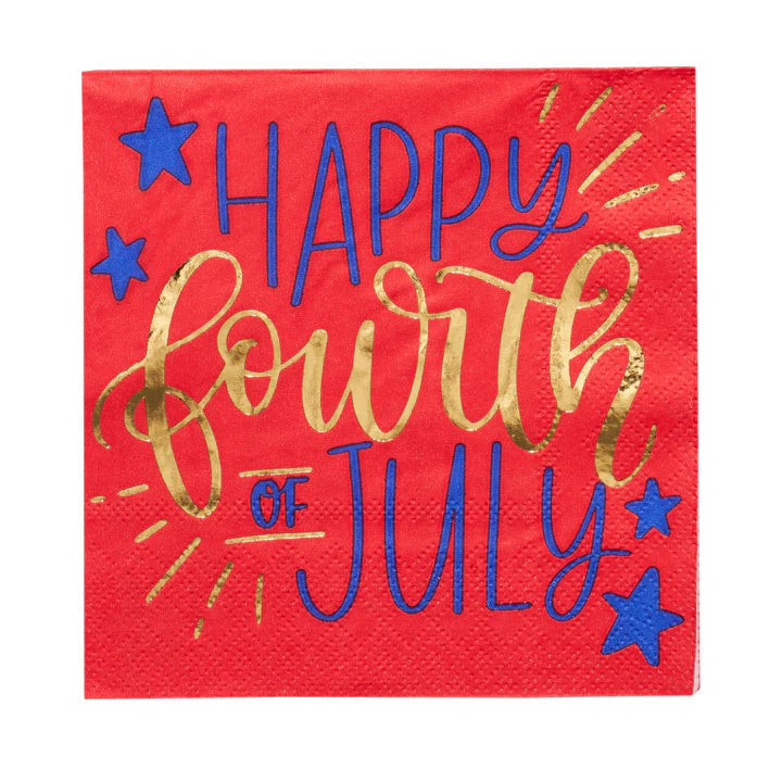 Modern Patriotic Cocktail Napkins Fireworks (20 Ct)