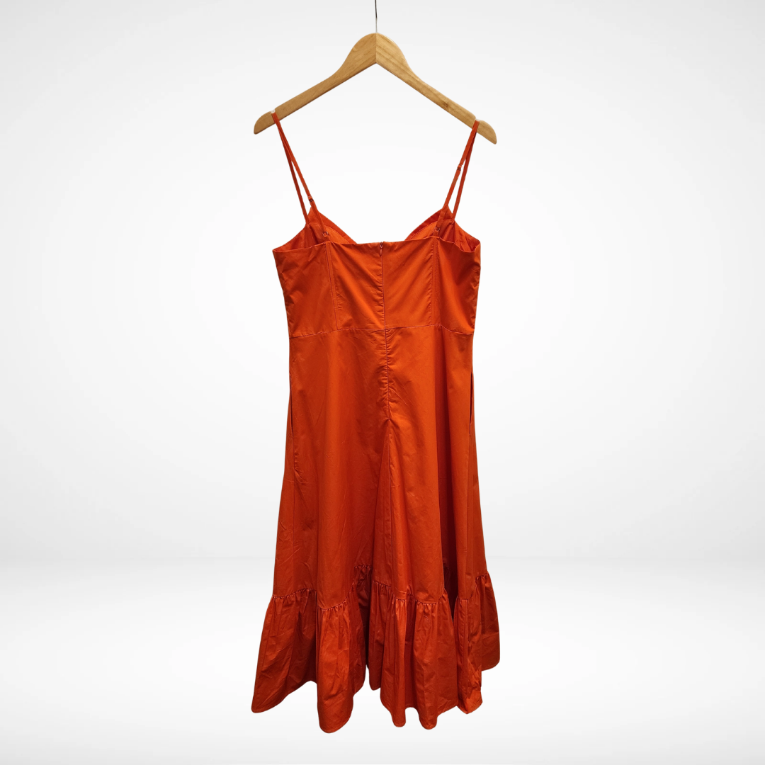 Thin Strap Large Bow Detail Midi Dress - Orange