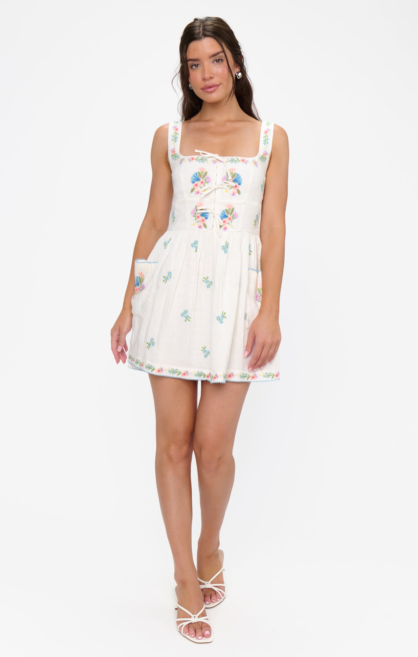 Demi Mini Dress - Wild Meadow Embroidery