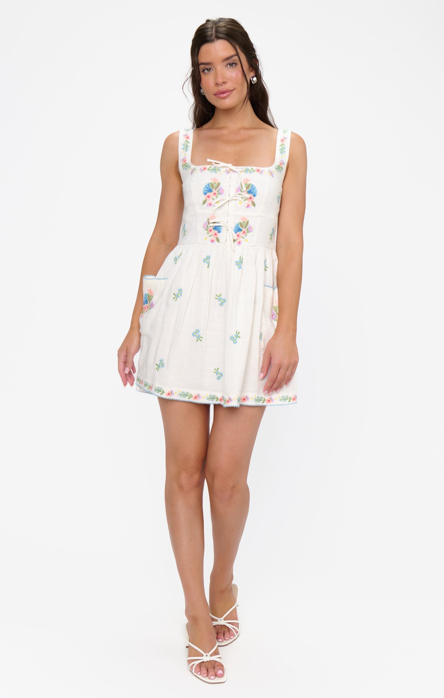 Demi Mini Dress - Wild Meadow Embroidery