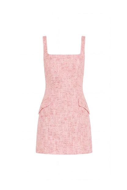 Addeline Dress in Palmira Tweed - Red Ivory