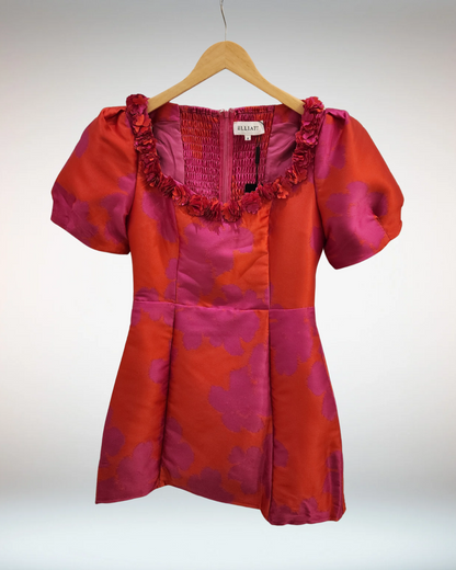 Eloise A Line Mini Dress in Pink & Red