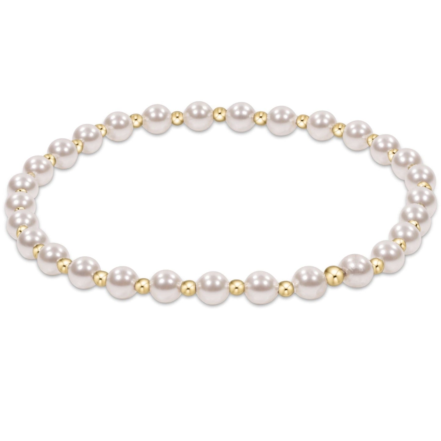 eNewton - Classic Grateful Pattern 4mm Bead Bracelet - Pearl