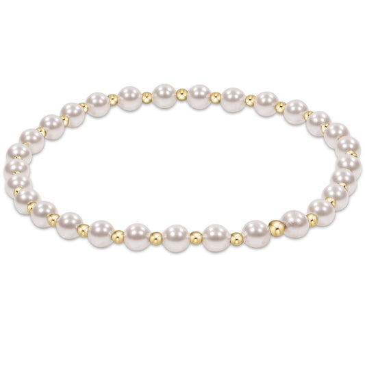 eNewton - Classic Grateful Pattern 4mm Bead Bracelet - Pearl