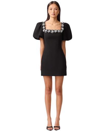 Marina Sleeve Mini Dress in Black & White