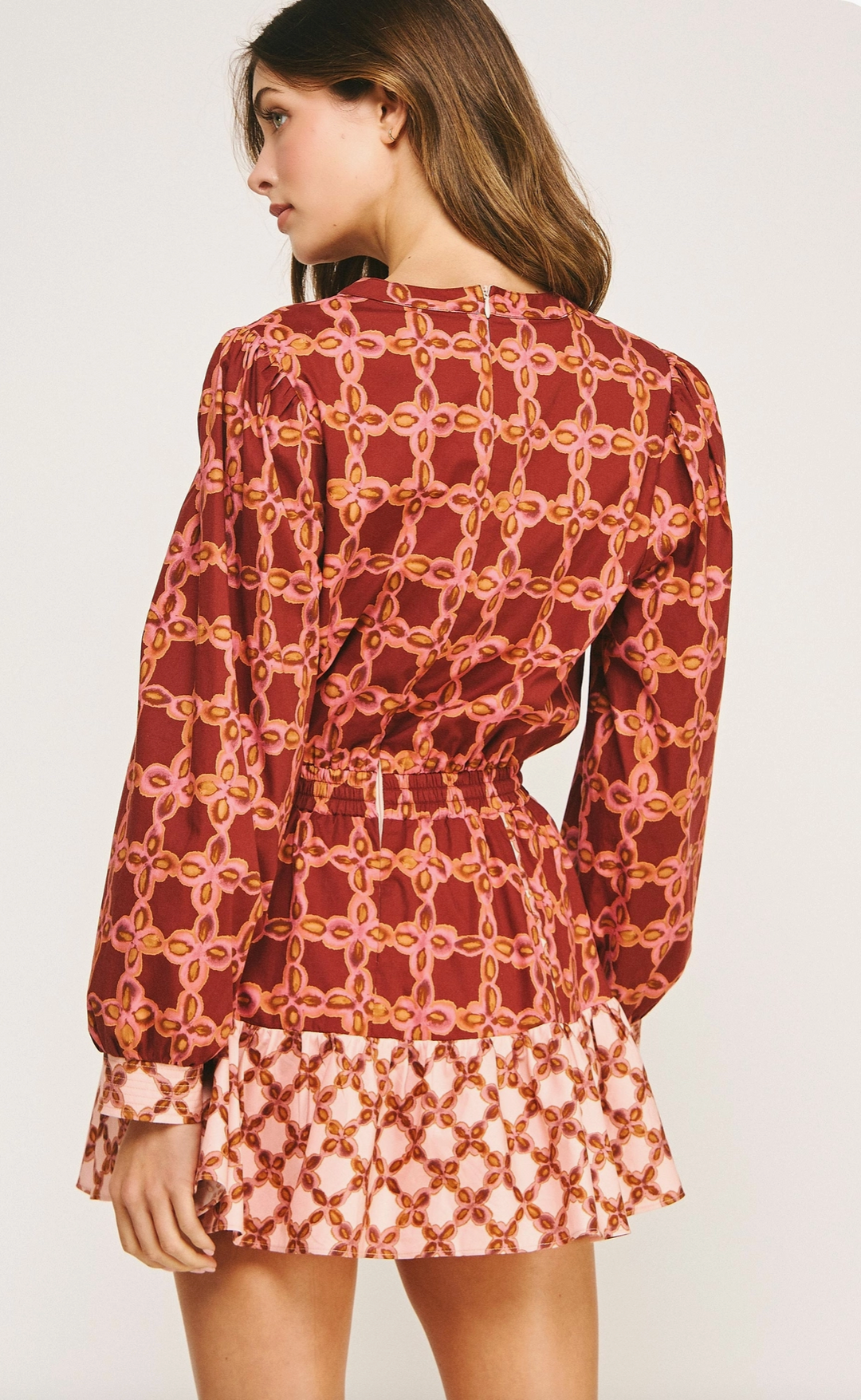 Printed Color Block Mini Dress - Multi