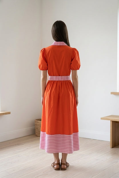 Puff Sleeve Maxi Dress - Red