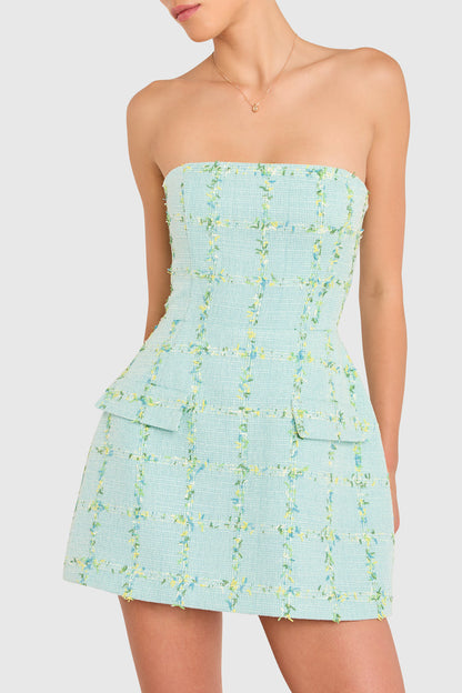 Amanda Uprichard - Strapless Bethany Skort Romper - Aquamarine
