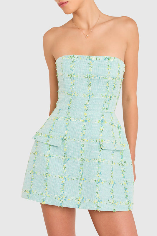Amanda Uprichard - Strapless Bethany Skort Romper - Aquamarine