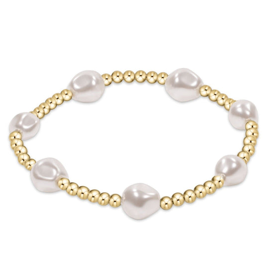 eNewton - Admire Gold 3mm Bead Bracelet - Pearl