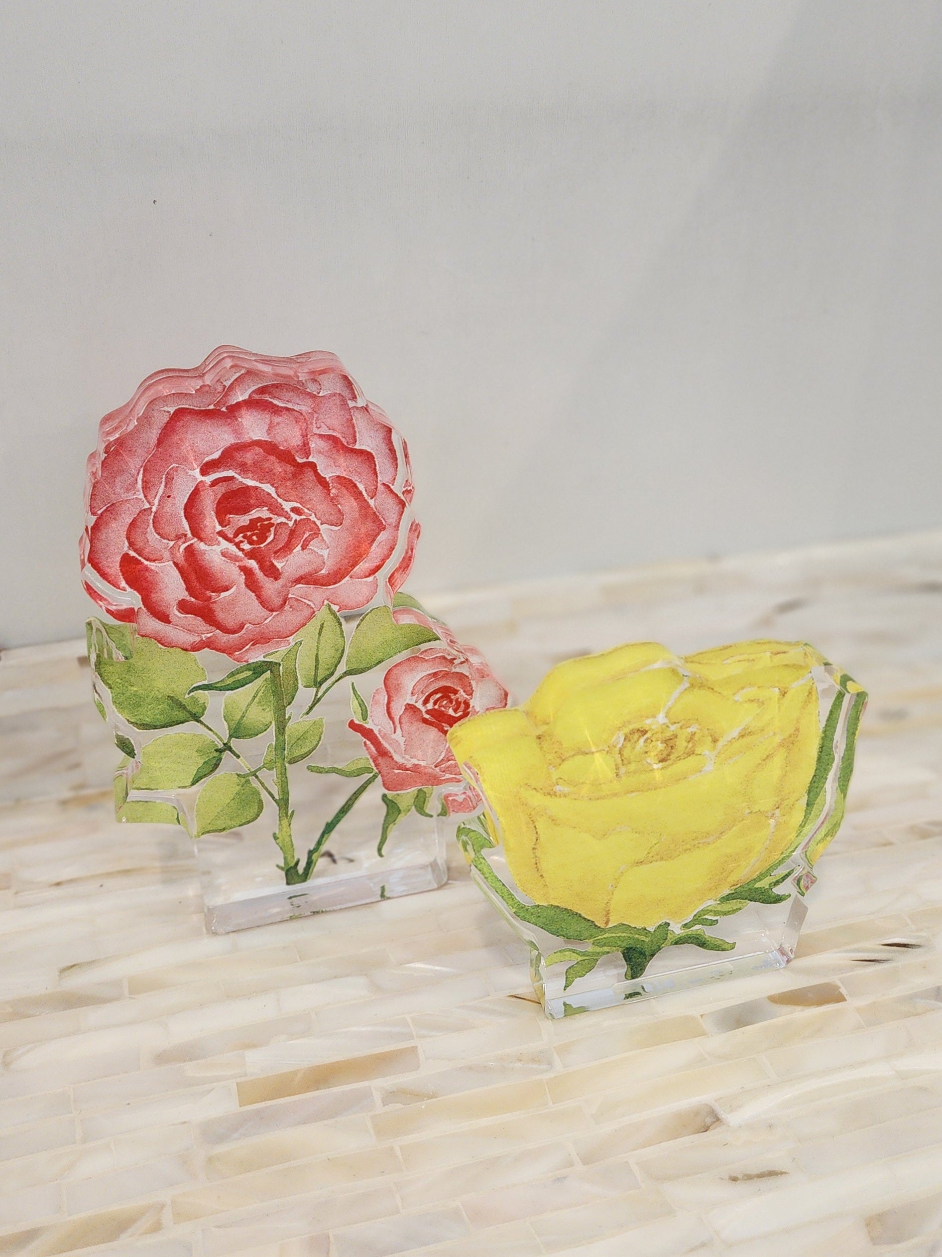 Red Rose Acrylic Art Block Large