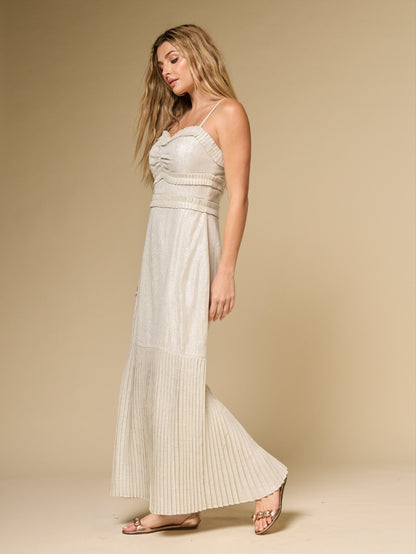 Valia Dress - Cream/Silver