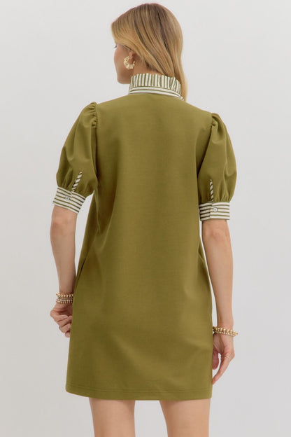 Pullover Polo Dress - Olive