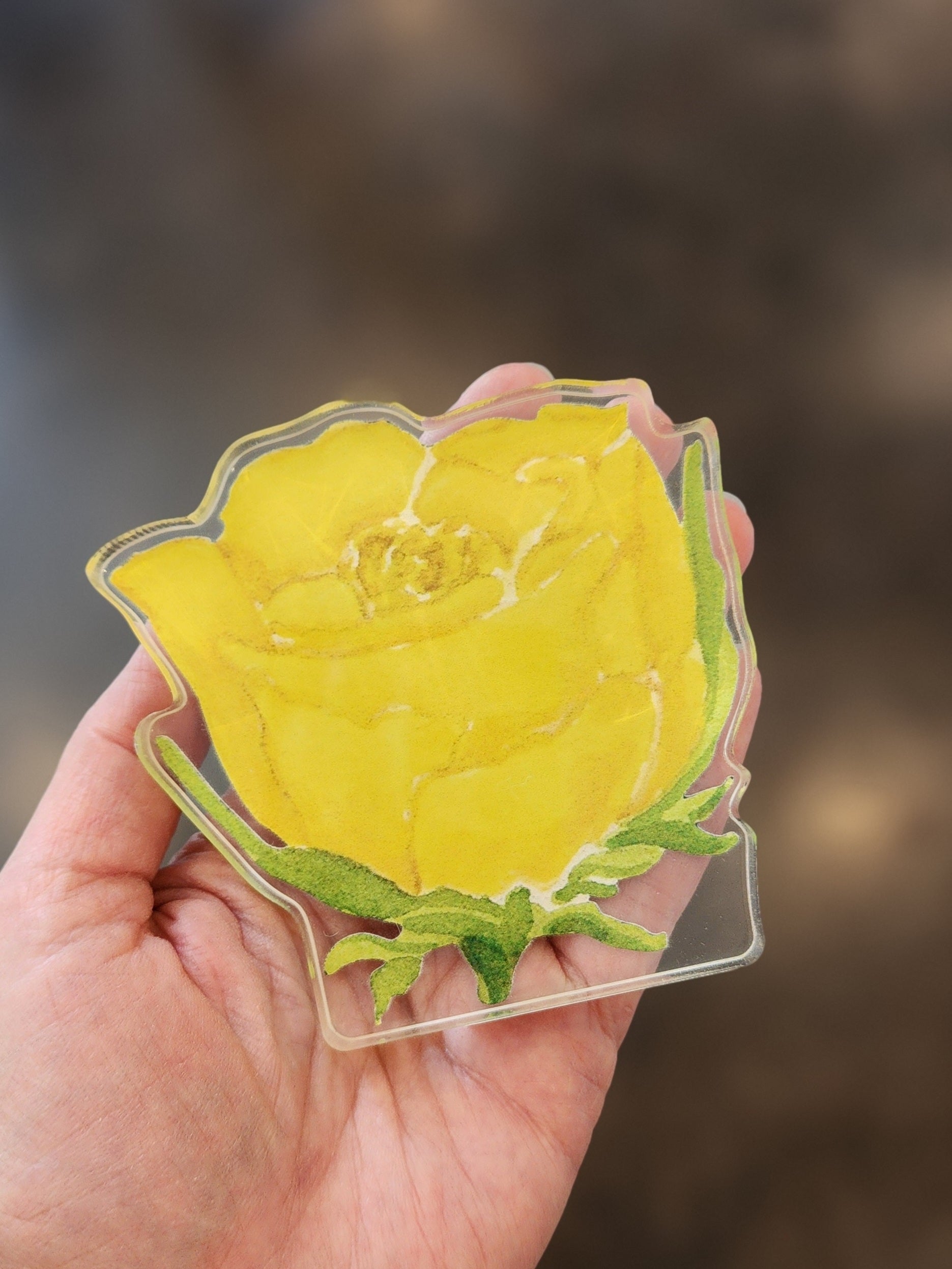 Yellow Rose Acrylic Art Block Small
