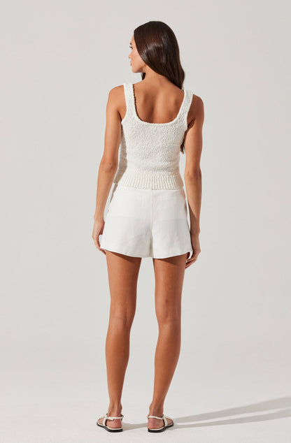 ASTR - Artice Pleated Linen-Blend Shorts - White