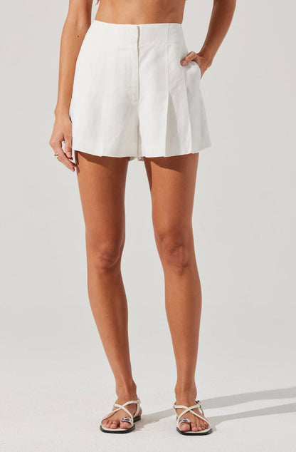 ASTR - Artice Pleated Linen-Blend Shorts - White