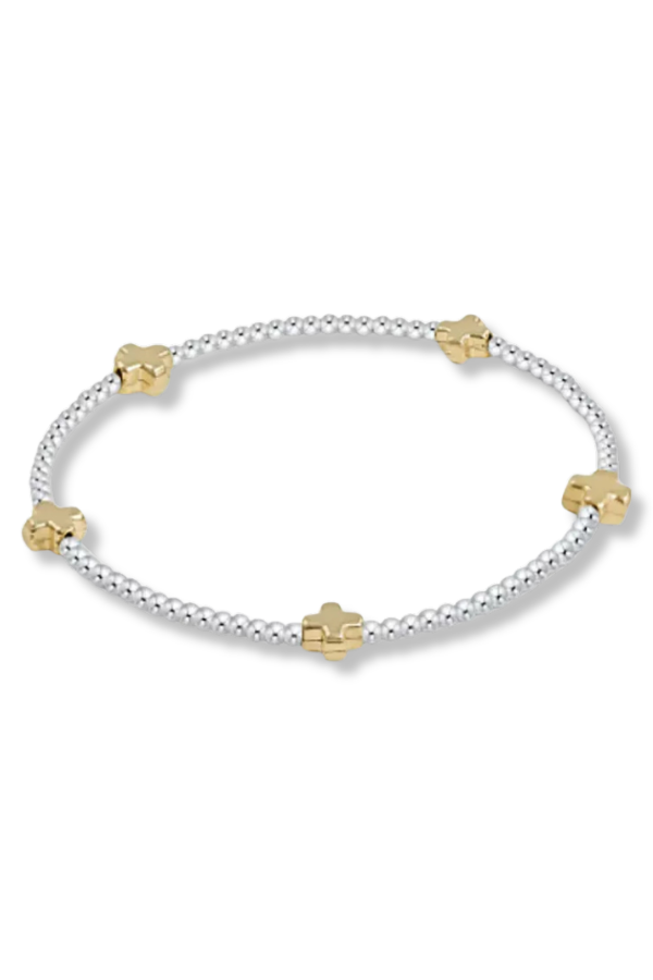 Signature Cross Small 2mm Mixed Metal Bracelet - Gold