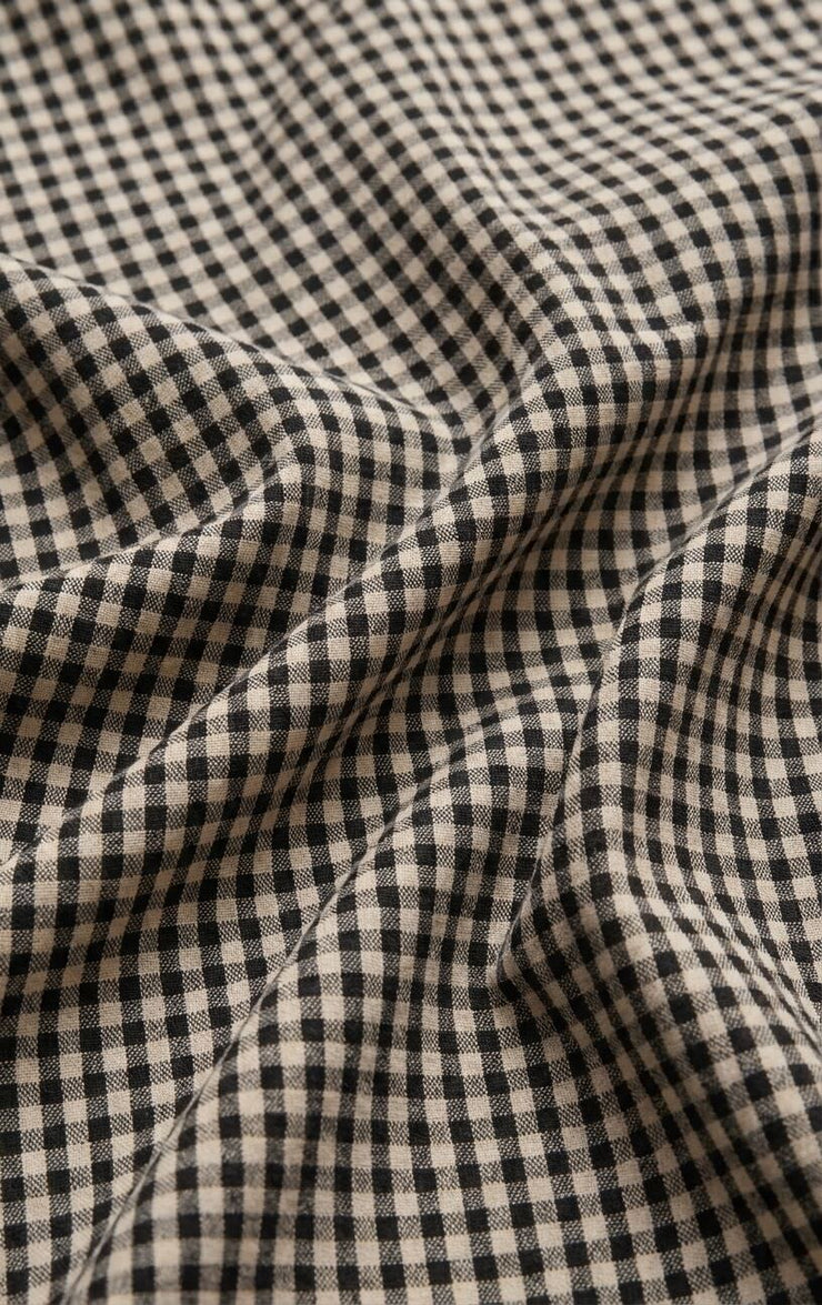 Merit Cropped Gingham Linen Top - Black
