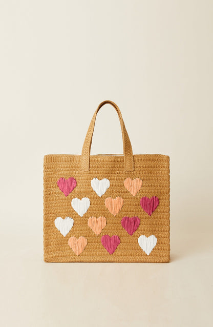 Be Mine Tote - Sand Fuchsia/Coral Rainbow
