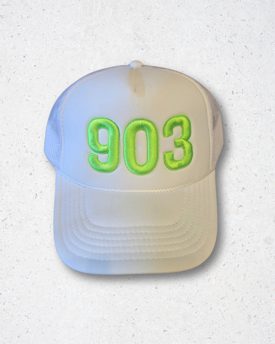 903 Trucker Hat - White & Lime Green