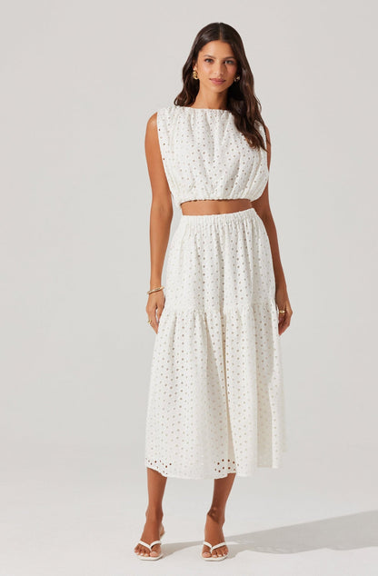 ASTR - Nalley Eyelet Crop Top - White