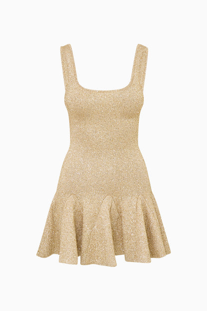 Sarajane Sequin Stretch Knit Mini Dress - Honey Gold