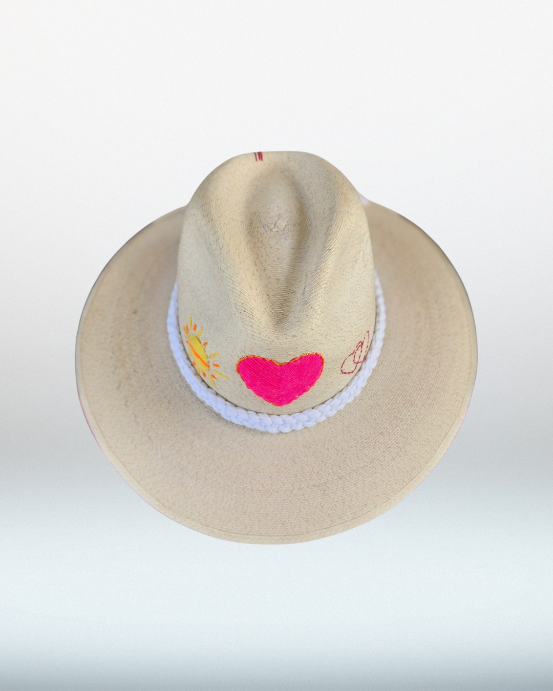 Butterfly + Heart Double Zig Zag Brim Palm Hat