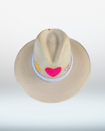 Butterfly + Heart Double Zig Zag Brim Palm Hat