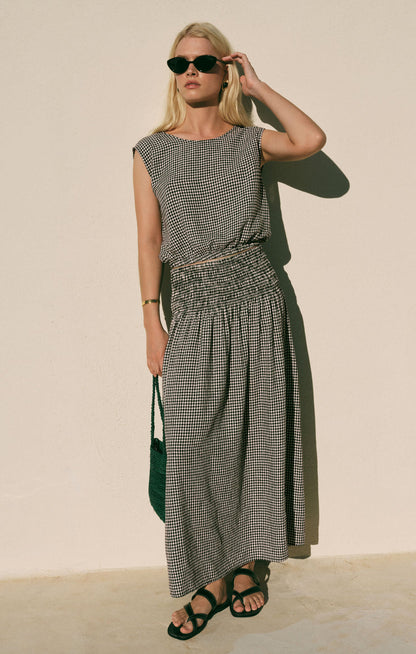 Brooke Gingham Maxi Skirt - Black