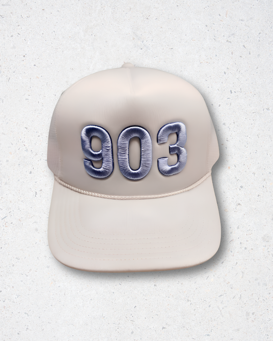 903 Trucker Hat - White & Baby Blue