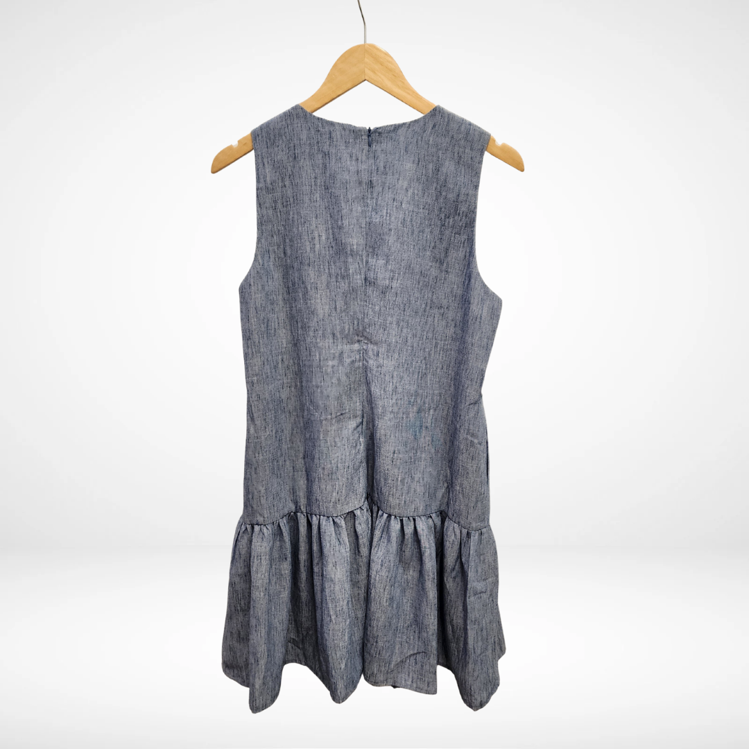 Sleeveless Button Down Denim Dress - Denim Blue