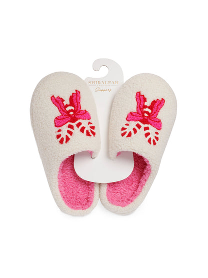 Candy Cane Slippers - Ivory