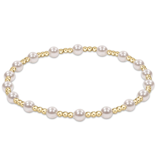eNewton - Classic Sincerity Pattern 4mm Bead Bracelet - Pearl