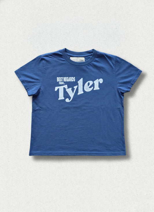 Tyler Postcard Souvenir Baby Tee - Navy Blue